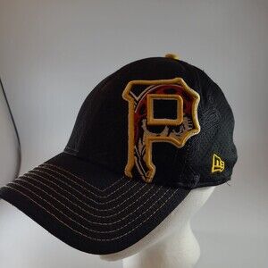 39Thirty New Era Pittsburgh Pirates Black & Yellow Stretch Hat Sz Small/Medium